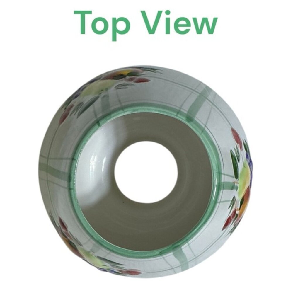Candle Lamp Shade Topper Raised Fruit Green White Farmhouse Plaid Large 5” - Picture 4 of 16